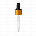 Фото: Пипетка 18/410 для флакона 30мл, с золотой матовой комбинированной крышкой и черной мат. грушей