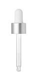 Фото: Пипетка 18/410 для флакона 30мл, с серебряной матовой комбинированной крышкой и белой грушей