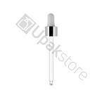 Фото: Пипетка 18/410 для флакона 50мл, с серебряной глянцевой комбинированной крышкой и белой грушей