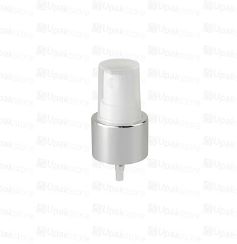 Спрей-дозатор без КПВ 24/410 серебрянный метал, белая глянец кнопк (PP) колпачок, длина трубки 220мм