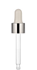 Фото: Пипетка 18/410 для флакона 30мл, с серебряной глянцевой комбинированной крышкой и белой грушей